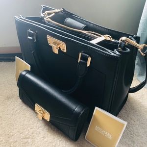 Michael Kors , black and gold studded purse/wallet